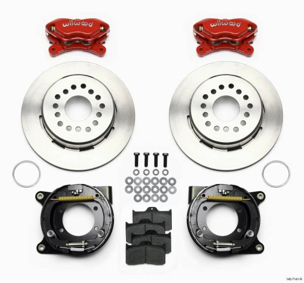 Wilwood - Wilwood Forged Dynalite P/S Park Brake Kit Red Chevy 12 Bolt w/ C-Clips