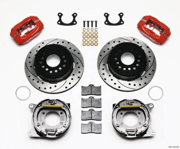 Wilwood - Wilwood Forged Dynalite P/S Park Brake Kit Drilled Red Small Ford 2.66in Offset