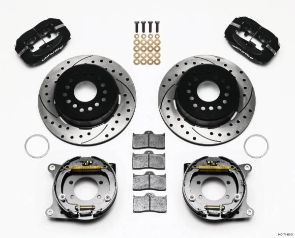 Wilwood - Wilwood Forged Dynalite P/S Park Brake Kit Drilled Ford 8.8 w/2.5in Offset-5 Lug - 140-7146-D