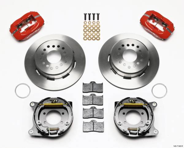 Wilwood - Wilwood Forged Dynalite P/S Park Brake Kit Red Ford 8.8 w/2.5in Offset-5 Lug