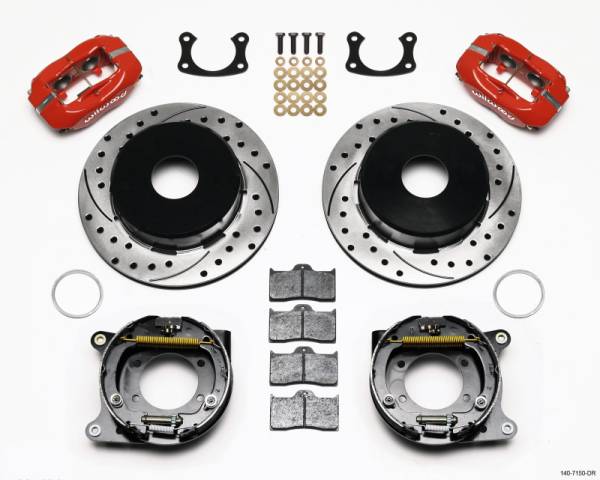 Wilwood - Wilwood Forged Dynalite P/S Park Brake Kit Drilled Red Big Ford New 2.50in Offset Currie Blank