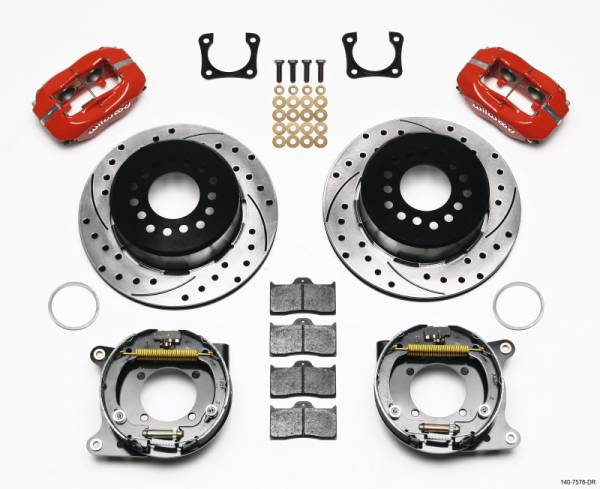 Wilwood - Wilwood Forged Dynalite P/S Park Brake Kit Drilled Red Chevy 12 Bolt-Spec 3.15in Brng - 140-7578-DR