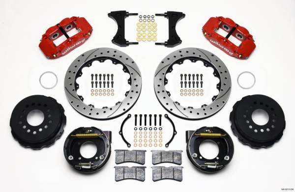 Wilwood - Wilwood Narrow Superlite 4R Rear P-Brk Kit 12.88in Drilled Red Chevy 12 Bolt w/ C-Clips - 140-9213-DR