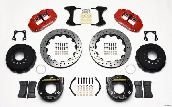 Wilwood - Wilwood Narrow Superlite 4R Rear P-Brk Kit 12.88in Drilled Red 58-64 Olds/Pontiac Ends 2.81in Offset - 140-9224-DR