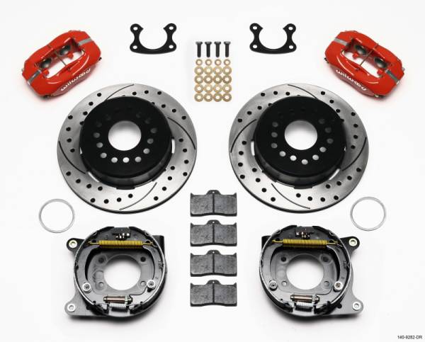 Wilwood - Wilwood Forged Dynalite P/S Park Brake Kit Drill-Red Small Ford 2.50in Offset - 140-9282-DR