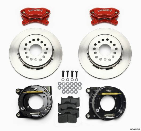 Wilwood - Wilwood Forged Dynalite P/S Park Brake Kit Red 12 Bolt 2.75in offset Staggered Shock