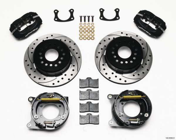 Wilwood - Wilwood Forged Dynalite P/S Park Brake Kit Drilled New Big Ford 2.50in offset Staggrd Shock - 140-9560-D