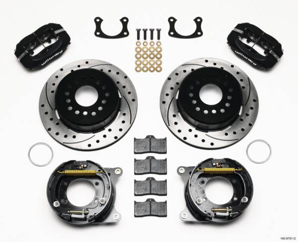 Wilwood - Wilwood Forged Dynalite P/S Park Brake Kit Drilled New Big Ford 2.50in Offset Front Caliper Mount - 140-9791-D