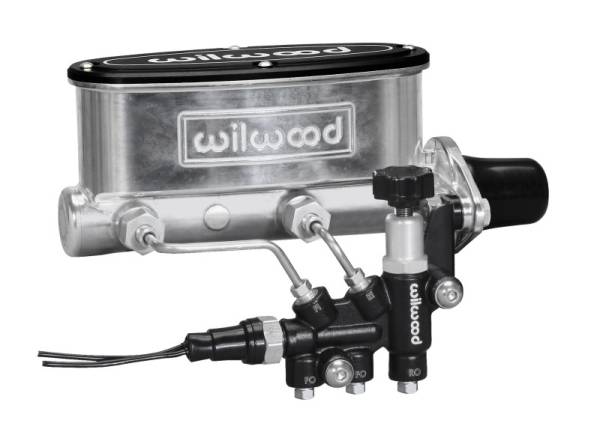 Wilwood - Wilwood HV Tandem M/C Kit w L/H Bracket & Prop Valve - 1in Bore Ball Burnished