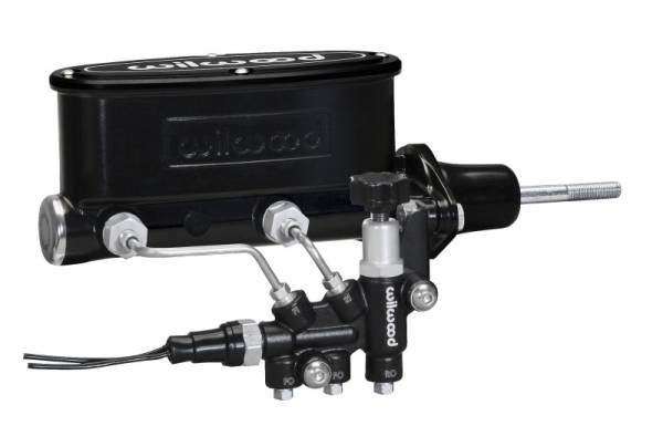 Wilwood - Wilwood HV Tandem M/C Kit w L/H Bracket & Prop Valve - 7/8in Bore Black-W/Pushrod