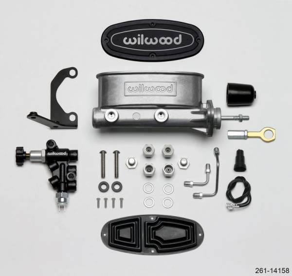 Wilwood - Wilwood HV Tandem M/C Kit w L/H Bracket & Prop Valve - 15/16in Bore-W/Pushrod - Early Mustang