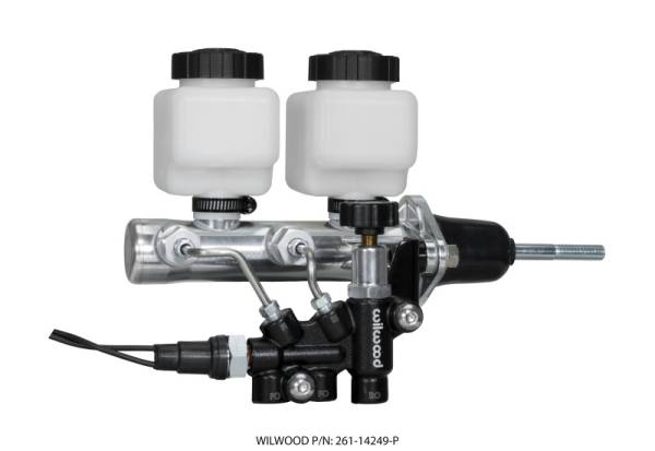 Wilwood - Wilwood Tandem Remote M/C Kit w L/H Brkt & Prop Valve - 7/8in Bore Ball Burnished-W/Pushrod