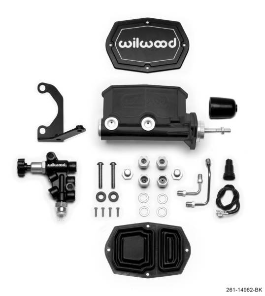 Wilwood - Wilwood Compact Tandem M/C - 15/16in Bore - w/Bracket and Valve (Pushrod) - Black