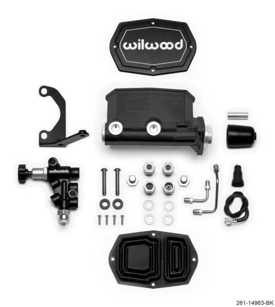 Wilwood - Wilwood Compact Tandem M/C - 1in Bore - w/Bracket and Valve (Pushrod) - Black