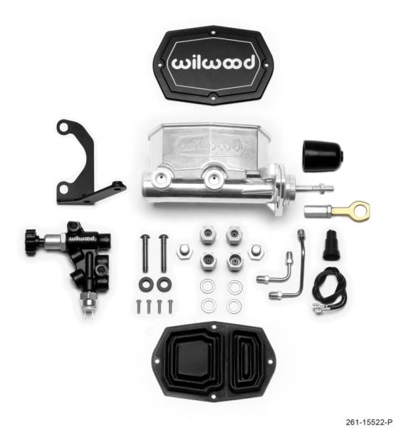 Wilwood - Wilwood Compact Tandem M/C - 7/8in Bore w/Bracket and Valve fits Mustang (Pushrod) - Ball Burnished