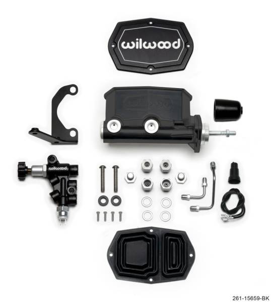 Wilwood - Wilwood Compact Tandem M/C - 7/8in Bore w/RH Bracket and Valve (Pushrod) - Black