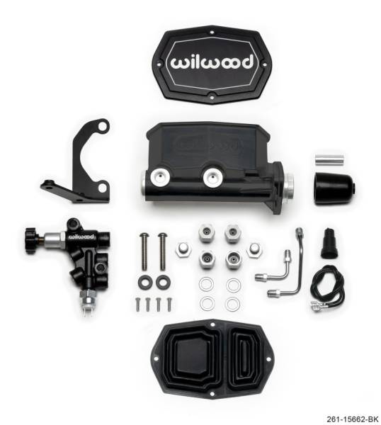 Wilwood - Wilwood Compact Tandem M/C - 1.12in Bore w/RH Bracket and Valve - Black