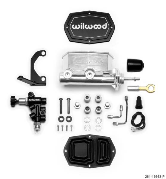 Wilwood - Wilwood Compact Tandem M/C - 7/8in Bore w/RH Bracket and Valve (Mustang Pushrod) - Ball Burnished