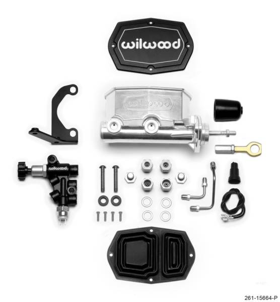 Wilwood - Wilwood Compact Tandem M/C - 15/16in Bore w/RH Bracket and Valve (Mustang Pushrod) - Ball Burnished