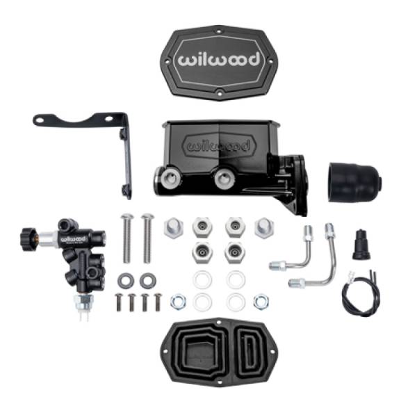 Wilwood - Wilwood Mopar Compact Tandem Master Cylinder Kit w/ Combination Valve 1in Bore - Black 261-16797-BK