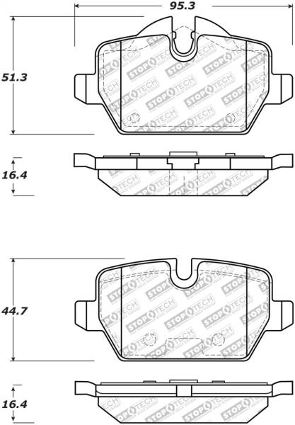 StopTech - StopTech Street Select Brake Pads w/Hardware - Rear 11-16 Mini Cooper Countryman