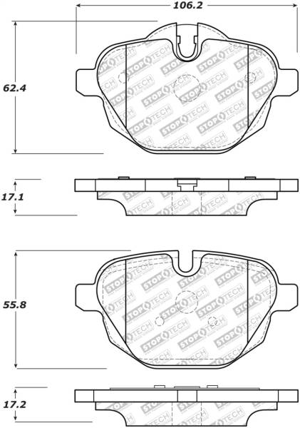 StopTech - StopTech 11-17 BMW X3 Street Performance Rear Brake Pads