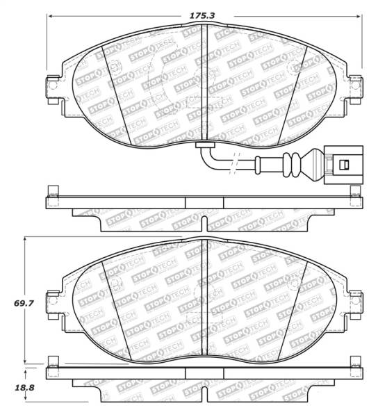 StopTech - StopTech 14-18 Audi S3 Street Select Front Brake Pads