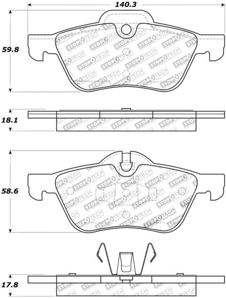 StopTech - StopTech Street Touring 02-06 Mini Front Brake Pads