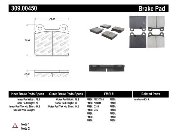 StopTech - StopTech Performance 75-95 Alfa Romeo 2000 Spider/Graduate/Veloce Front Brake Pads