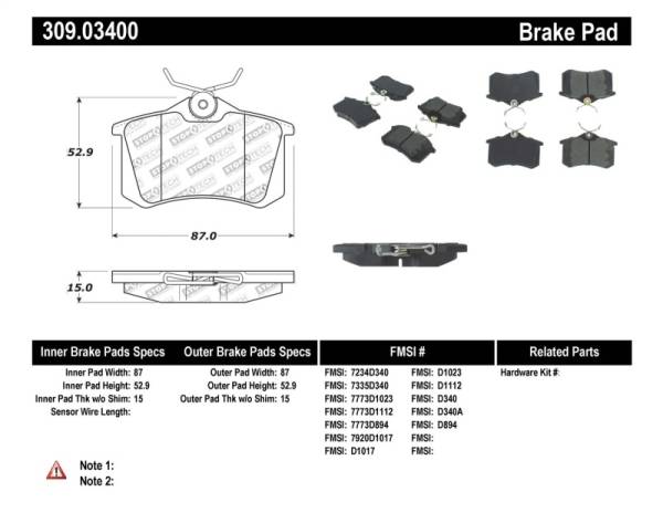 StopTech - StopTech 02-08 Audi A4 Quattro / 2/99-02 Audi S4 / 93-10 VW Golf GL/GLS Performance Rear Brake Pads