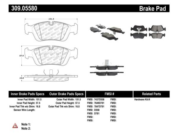 StopTech - StopTech 96-02 BMW Z3 / 03-08 Z4 / 97-00 323 / 10/90-99 325/328 (E30/E36) Front Brake Pads