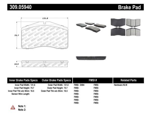 StopTech - StopTech Performance 92-98 Porsche 911 Front Brake Pads