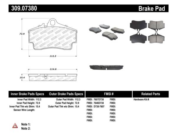 StopTech - StopTech Performance 97-04 Porsche Boxster / 00-08 Boxster S / 98-08 911 Rear Brake Pads