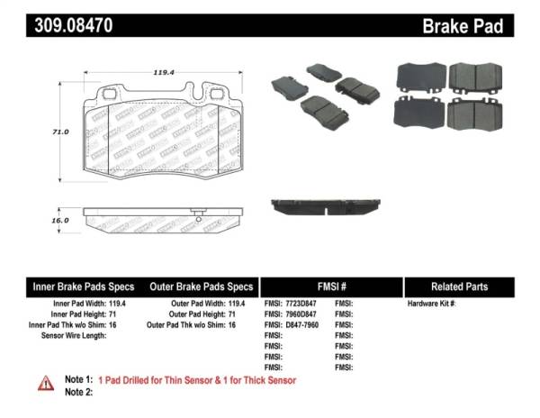 StopTech - StopTech Performance 94-12/96 Maserati / Mercedes Benz C/E/ML/S/SL Series Front Brake Pads