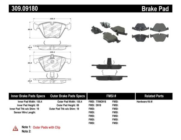 StopTech - StopTech Performance 07-09 BMW E90/E92/E93 335i Coupe/Sedan Front Brake Pads D918