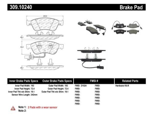 StopTech - StopTech Performance 07-10 Audi S6/S8 Front Brake Pads