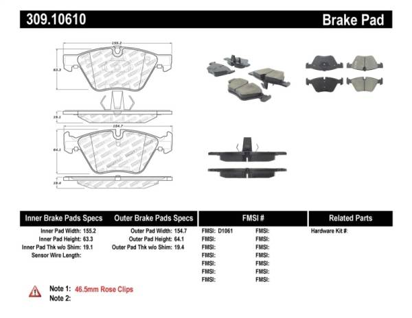 StopTech - StopTech Performance 12 BMW X1 / 09-13 Z4 / 06 325 Series (Exc E90) Front Brake Pads