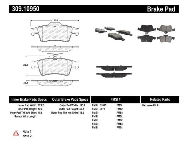 StopTech - StopTech Performance 07-09 Mazdaspeed3 / 06-07 Mazdaspeed6 / 06-07 Mazda3 Rear Brake Pads