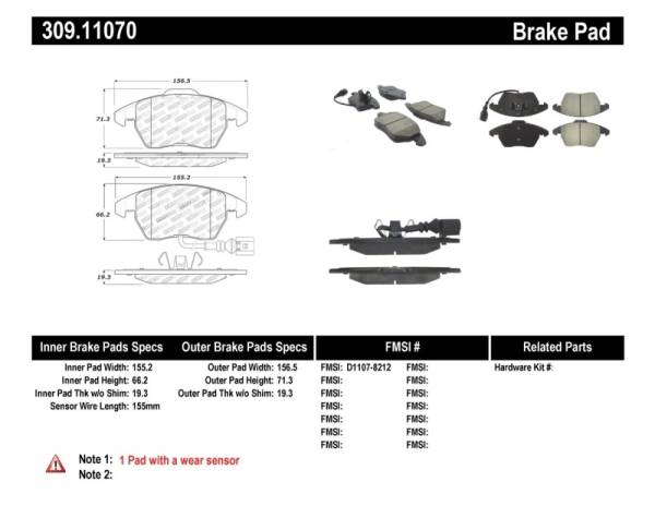 StopTech - StopTech Performance 06-10 Audi A3 / 08-10 Audi TT / 06-09 VW GTI / 05-10 Jetta Front Brake Pads