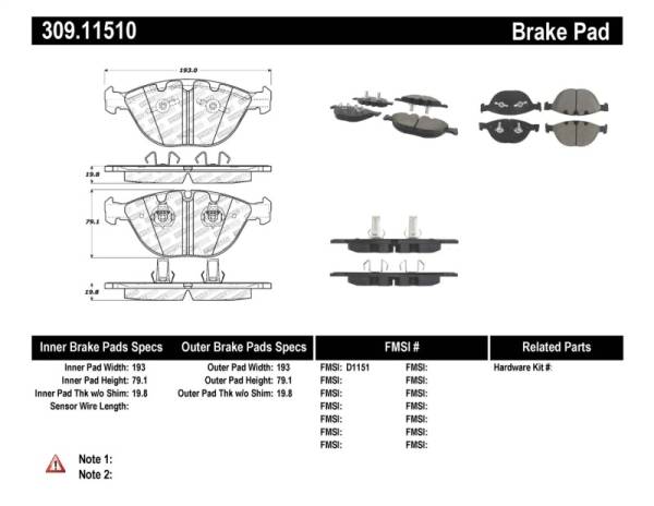 StopTech - StopTech Performance 06-09 BMW M5 E60 / 07-09 M6 E63/E63 Front Brake Pads