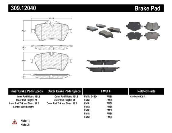 StopTech - StopTech Performance 06-09 Mini Cooper/Cooper S Front Brake Pads