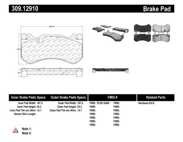 StopTech - StopTech Mercedes Benz Front Performance Brake Pads