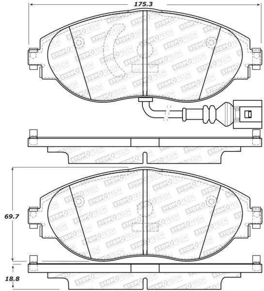 StopTech - StopTech Sport 12-17 Volkswagen CC Front Brake Pads