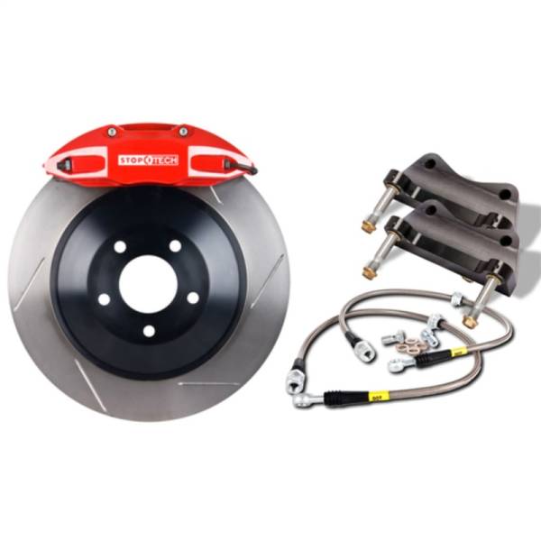 StopTech - StopTech 84-89 Porsche 911 Level 1 Street Rear BBK w/ Red ST42 Calipers 290X24 Slotted Rotors