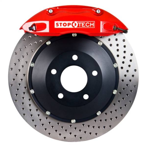 StopTech - StopTech 08-10 Porsche Cayman S Rear BBK ST-40 Caliper Red / 2pc Drilled 332x32mm Rotor