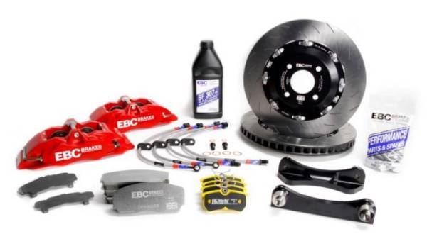 EBC - EBC Racing 12-20 Audi A3 (8V) 1.8T Red Apollo-4 Calipers 330mm Rotors Front Big Brake Kit