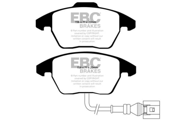 EBC - EBC 06-13 Audi A3 2.0 Turbo (Girling rear caliper) Greenstuff Front Brake Pads