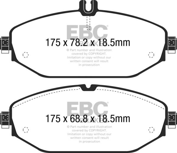 EBC - EBC 15+ Mercedes-Benz C300 (W205) 2.0 Turbo Greenstuff Front Brake Pads