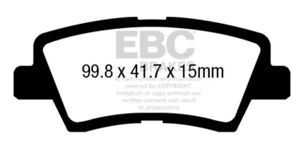 EBC - EBC 12+ Hyundai Azera 3.3 Redstuff Rear Brake Pads