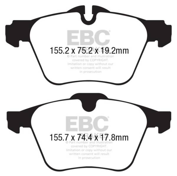 EBC - EBC 13+ Jaguar F-Type (Cast Iron Rotors Only) 3.0 Supercharged (340) Redstuff Front Brake Pads